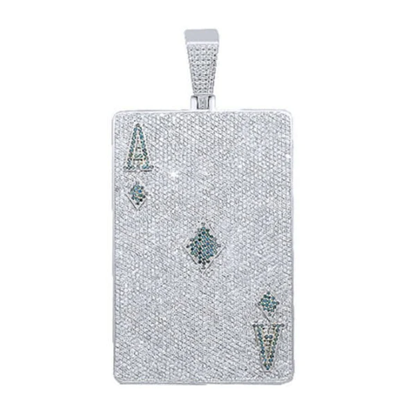 Round VVS Diamond Rummy Card Customized Pendant, Customized Letter Diamond Pendant, Full Iced Out Diamond Hip Hop Charm Pendant