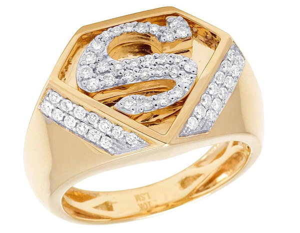 1_b52730e0-2402-4ad8-a9b1-4d9af00bea1a_600x600 925 Sterling Silver Moissanite Diamond SUPERMAN Men Ring, Fully Iced Gold Plated Men Pinky Ring, Round Moissanite Diamond Hip Hop Ring For Him