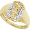 925 Sterling Silver Moissanite Diamond Jesus Men Ring, Fully Iced Gold Plated Men Pinky Ring, Round Moissanite Diamond Hip Hop Ring For Him