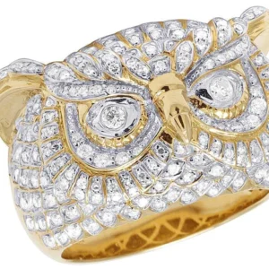 1_c2633297-5368-43cb-aefd-5e4671a88aef_600x600 925 Sterling Silver Moissanite Diamond OWL Men Ring, Fully Iced Gold Plated Men Pinky Ring, Round Moissanite Diamond Hip Hop Ring For Him