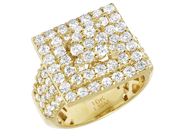 925 Sterling Silver Moissanite Diamond Men Ring, Fully Iced Gold Plated Men Pinky Ring, Round Moissanite Diamond Hip Hop Ring For Him