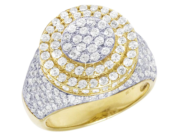 925 Sterling Silver Moissanite Diamond Men Ring, Fully Iced Gold Plated Men Pinky Ring, Round Moissanite Diamond Hip Hop Ring For Him