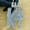 White Gold Finish Custom Number VVS Diamond Hip Hop Charm Pendant, Sterling Silver Iced Out VVS Diamond Pendant, Charm Diamond Hip Hop Pendant