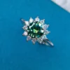 1_d097b6ad-4f8e-4120-854a-54af51d62fd6_600x600 Green Moissanite Ring, Sunflower Design, Brilliant Round Cut Moissanite Diamond Ring | 925 Sterling Silver