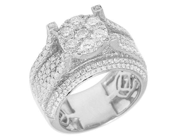 925 Sterling Silver Moissanite Diamond Men Ring, Fully Iced Gold Plated Men Pinky Ring, Round Moissanite Diamond Hip Hop Ring For Him