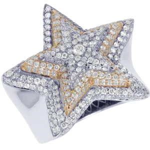 1_dd8703e6-7170-473e-a449-560eadd043d7_600x600 925 Sterling Silver Moissanite Diamond STAR Men Ring, Fully Iced Gold Plated Men Pinky Ring, Round Moissanite Diamond Hip Hop Ring For Him
