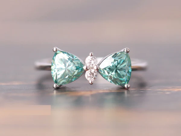 1_e6b38f45-e094-4082-aa0d-534eae3d03a7_600x600 Moissanite Engagement Ring 14K White Gold Ring, Double Green Moissanite Bow Ring, Gemstone Bow Ring Diamond Wedding Band Rings For Women