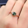 Dainty & Gorgeous Green Cushion Moissanite Ring Leafs band ring 2ct D Color VVS , Sterling Silver Women Ring, Anniversary gift, Women's Ring