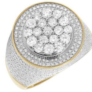 925 Sterling Silver Moissanite Diamond Men Ring, Fully Iced Gold Plated Men Pinky Ring, Round Moissanite Diamond Hip Hop Ring For Him