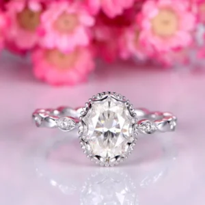 Oval Moissanite Solitaire Diamond Engagement Ring, Moissanite Wedding Ring, Silver Moissanite Diamond Women Ring, Proposal Gold Ring For Her