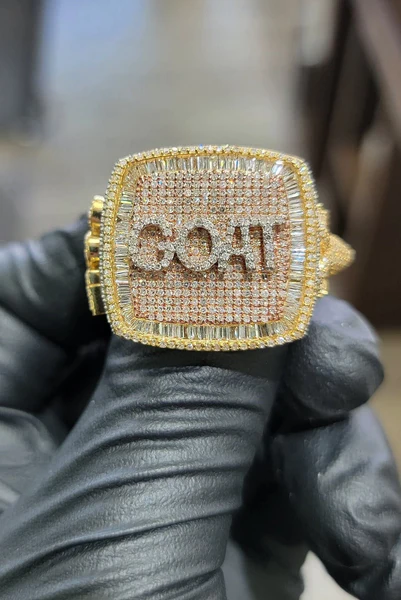 Men's Iced Out Championship Ring, VVS Moissanite Diamond Rings, Custom Hip Hop Champion Ring, 925 Silver Rapper Hip Hop Champion Rings Gift
