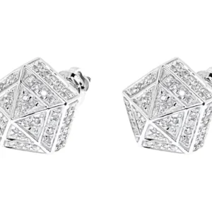 Round VVS Diamond Sterling Silver Stud Diamond Earring, 10K/14K Gold Hip Hop Jewelry For Women, Anniversary Gift For Her