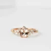 Natural Pink Morganite and Diamond Engagement Ring, 2 Carat Rose Gold Pear Cut Wedding Ring, Anniversary Promise Ring Gifts