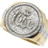 925 Sterling Silver Moissanite Diamond ALLAH Men Ring, Fully Iced Gold Plated Men Pinky Ring, Round Moissanite Diamond Hip Hop Ring For Him