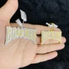 Round VVS Diamond BOSSMAN Customized Pendant, VVS Diamond Customized Hip Hop Pendant, Full Iced Out Diamond Pendant, Gold Plated Diamond Pendant