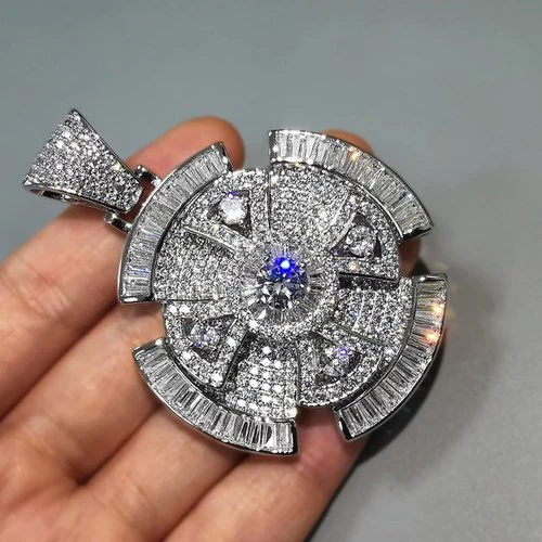 2_0fef00ba-b929-48ad-ab17-cd81a5ffa3a3_600x600 Round & Baguette VVS Diamond SNIPING Hip Hop Pendant, Sterling Silver Iced Out Birthday Gift Pendant, VVS Diamond Hip Hop Charm Pendant