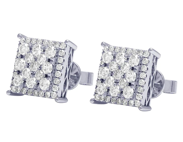 Round VVS Diamond Sterling Silver Stud Cluster Diamond Earring, 10K/14K Gold Hip Hp Jewelry For Women, Anniversary Gift For Her