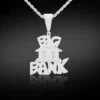Round VVS Diamond Customized Letter BIG BANK Pendant, Customized Letter Silver Diamond Pendant, Full Iced Out Diamond Hip Hop Charm Pendant