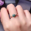 Green Moissanite Ring 2ct D Color Women Ring For Birthday Gift, Sterling Silver and 18K Rose Gold plated, Custom Engraved Women Diamond Ring, Anniversary gift, Promise ring