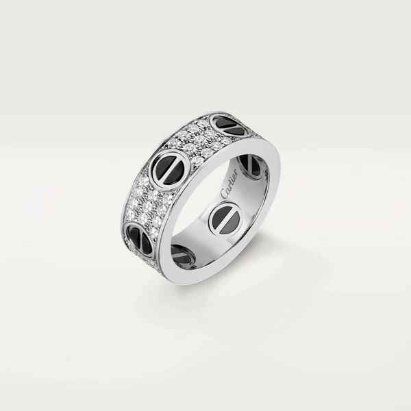 925 Sterling Silver Round Moissanite Diamond LOVE Unisex Ring, Fully Iced Gold Plated Men LOVE Pinky Ring, Round Moissanite Diamond Hip Hop Ring For Him