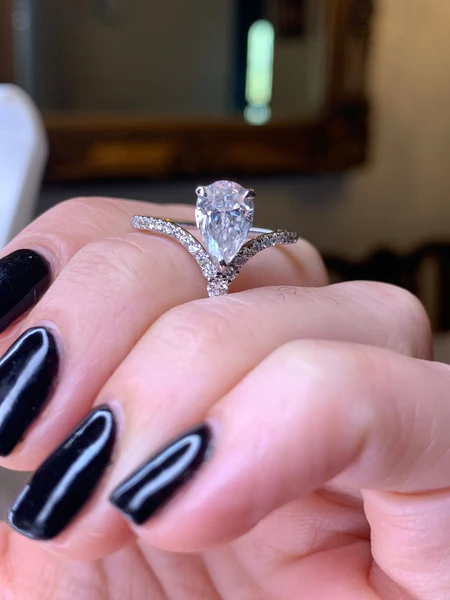 Pear Moissanite Solitaire Diamond Engagement Ring, Sterling Silver Moissanite Diamond Wedding Ring For Bridal, 10K/14K Gold Anniversary Diamond Ring For Gift