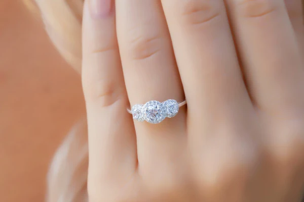 2_2eacdab8-dc05-48af-ac7d-49a60d57c4d5_600x600 Round 3 Stone Moissanite Halo Diamond Engagement Ring, Sterling Silver Moissanite Diamond Wedding Ring For Bridal, 10K/14K Gold Anniversary Diamond Ring For Gift