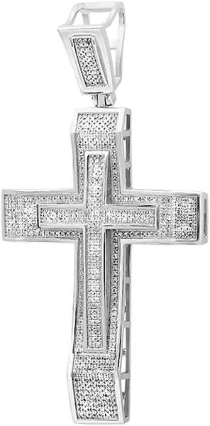 Customized CROSS Round VVS Diamond Hip Hop Pendant, Sterling Silver Iced Out Birthday Gift Pendant, Charm Diamond Hip Hop Pendant