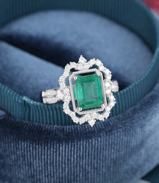 2_3e6f59f2-ab4f-4c15-bc30-9a29621caee8_600x600 Radiant Cut Green Moissanite Engagement Ring, Sterling Silver Unique Art Deco Engagement Ring Vintage Bridal Diamond Wedding Moissanite Promise Gift Women