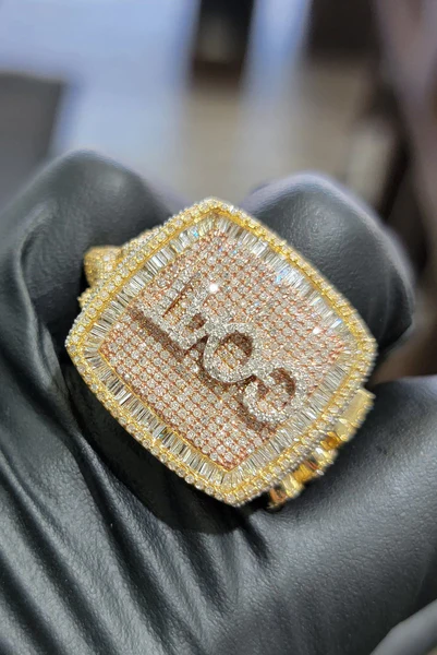 Men's Iced Out Championship Ring, VVS Moissanite Diamond Rings, Custom Hip Hop Champion Ring, 925 Silver Rapper Hip Hop Champion Rings Gift
