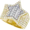 925 Sterling Silver Moissanite Diamond STAR Men Ring, Fully Iced Gold Plated Men Pinky Ring, Round Moissanite Diamond Hip Hop Ring For Him
