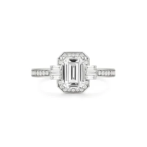 Emerald Cut Moissanite Halo Diamond Engagement Ring, Sterling Silver Moissanite Diamond Wedding Ring For Bridal, 10K/14K Gold Anniversary Diamond Ring For Gift