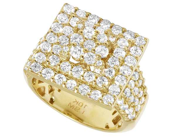 925 Sterling Silver Moissanite Diamond Men Ring, Fully Iced Gold Plated Men Pinky Ring, Round Moissanite Diamond Hip Hop Ring For Him