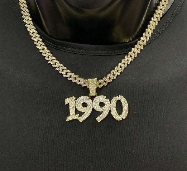 Customized Number Round VVS Diamond Hip Hop Pendant, Sterling Silver Iced Out Birthday Gift Pendant, Charm Number Diamond Hip Hop Pendant