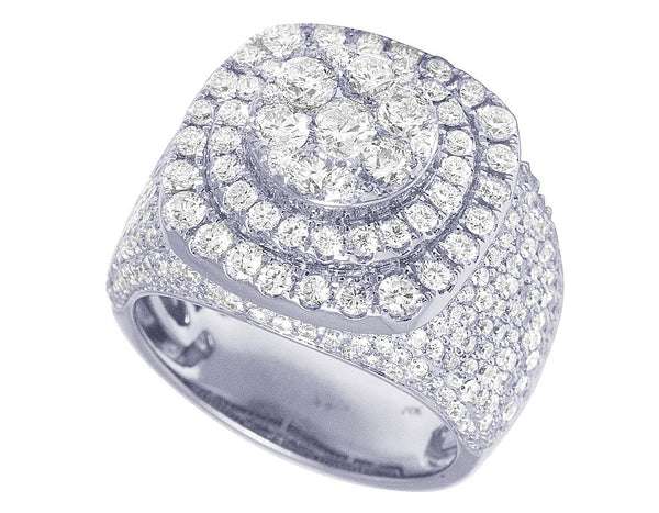 925 Sterling Silver Moissanite Diamond Men Ring, Fully Iced Gold Plated Men Pinky Ring, Round Moissanite Diamond Hip Hop Ring For Him
