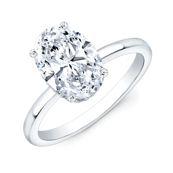 2 CT Oval Moissanite Hidden Halo Diamond Engagement Ring, Sterling Silver Moissanite Diamond Wedding Ring For Bridal, 10K/14K Gold Anniversary Diamond Ring For Gift