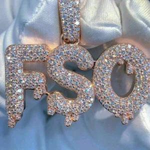 Round VVS Diamond Customized LETTER Pendant, Customized Letter Silver Diamond Pendant, Full Iced Out Diamond Hip Hop Charm Pendant