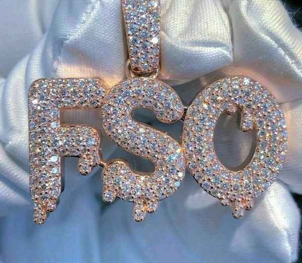 Round VVS Diamond Customized LETTER Pendant, Customized Letter Silver Diamond Pendant, Full Iced Out Diamond Hip Hop Charm Pendant