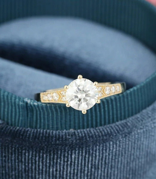 2_64103615-02a6-4193-b0b8-f52a0436522b_600x600 Round Moissanite Solitaire Diamond Engagement Ring, Moissanite Wedding Ring, Silver Moissanite Diamond Women Ring, Proposal Gold Ring For Her