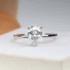 Pear Cut Moissanite Solitaire Diamond Engagement Ring, Sterling Silver Moissanite Diamond Wedding Ring For Bridal, 10K/14K Gold Anniversary Diamond Ring For Gift