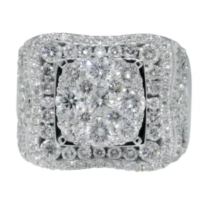 925 Sterling Silver Moissanite Diamond Men Ring, Fully Iced Gold Plated Men Pinky Ring, Round Moissanite Diamond Hip Hop Ring For Him