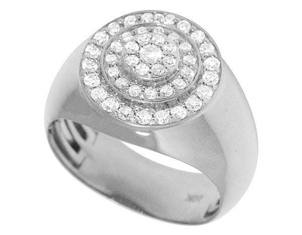 925 Sterling Silver Moissanite Diamond Men Ring, Fully Iced Gold Plated Men Pinky Ring, Round Moissanite Diamond Hip Hop Ring For Him