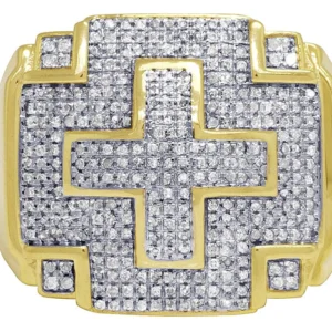 2_6d1753ed-2eb9-4b5b-98e6-856aa82e9c48_600x600 925 Sterling Silver Moissanite Diamond CROSS Men Ring, Fully Iced Gold Plated Men Pinky Ring, Round Moissanite Diamond Hip Hop Ring For Him