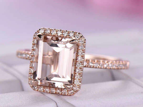Morganite Diamond Ring, Sterling Silver Ring, Morganite Diamond Wedding Ring, Halo Diamond Ring, Victorian Diamond Jewelry, Engagement Diamond Rings, Sterling Silver, Cocktail Ring, Promise Ring Jewelry