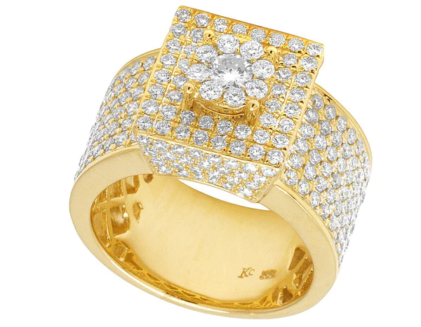 925 Sterling Silver Moissanite Diamond Men Ring, Fully Iced Gold Plated Men Pinky Ring, Round Moissanite Diamond Hip Hop Ring For Him