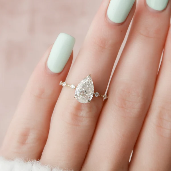 Pear Moissanite Solitaire Diamond Engagement Ring, Sterling Silver Moissanite Diamond Wedding Ring For Bridal, 10K/14K Gold Anniversary Diamond Ring For Gift