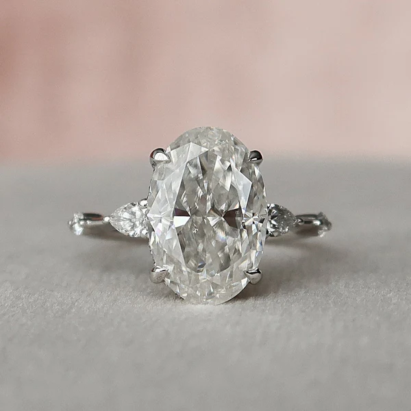 Oval & Pear Moissanite Solitaire Diamond Engagement Ring, Sterling Silver Moissanite Diamond Wedding Ring For Bridal, 10K/14K Gold Anniversary Diamond Ring For Gift