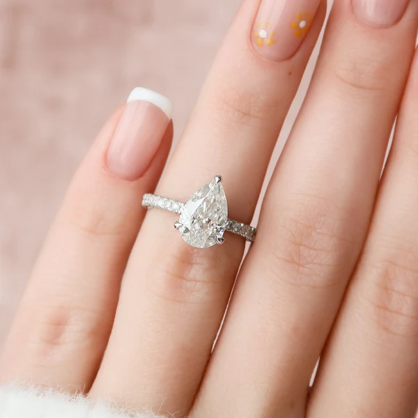 Pear Moissanite Solitaire Diamond Engagement Ring, Sterling Silver Moissanite Diamond Wedding Ring For Bridal, 10K/14K Gold Anniversary Diamond Ring For Gift