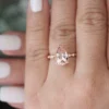 Engagement Ring, Morganite Pear Diamond Ring, Diamond Milgrain Band, Wedding Ring, 14k Rose Gold Morganite Ring, Handmade Ring