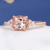2_83211fb7-5040-42b1-ada8-8442b4cc3de6_600x600 Cushion Cut Morganite Engagement Ring Rose Gold Cluster Morganite Ring Antique Bridal Diamond Women Stacking Solitaire Unique Anniversary