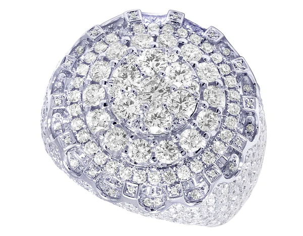 925 Sterling Silver Moissanite Diamond Men Ring, Fully Iced Gold Plated Men Pinky Ring, Round Moissanite Diamond Hip Hop Ring For Him